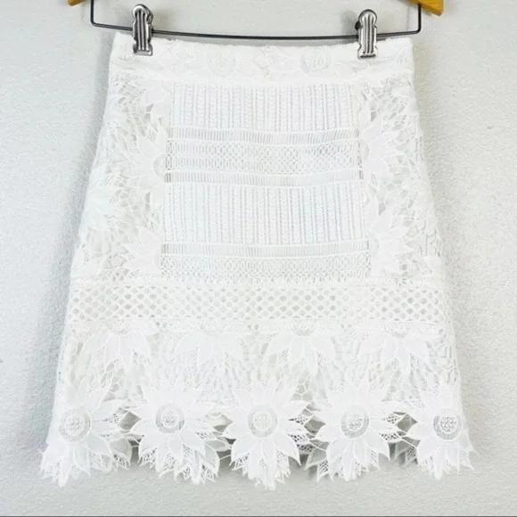 TOPSHOP Cutwork Flower Lace A-Line Skirt 2‎ - Picture 2 of 4